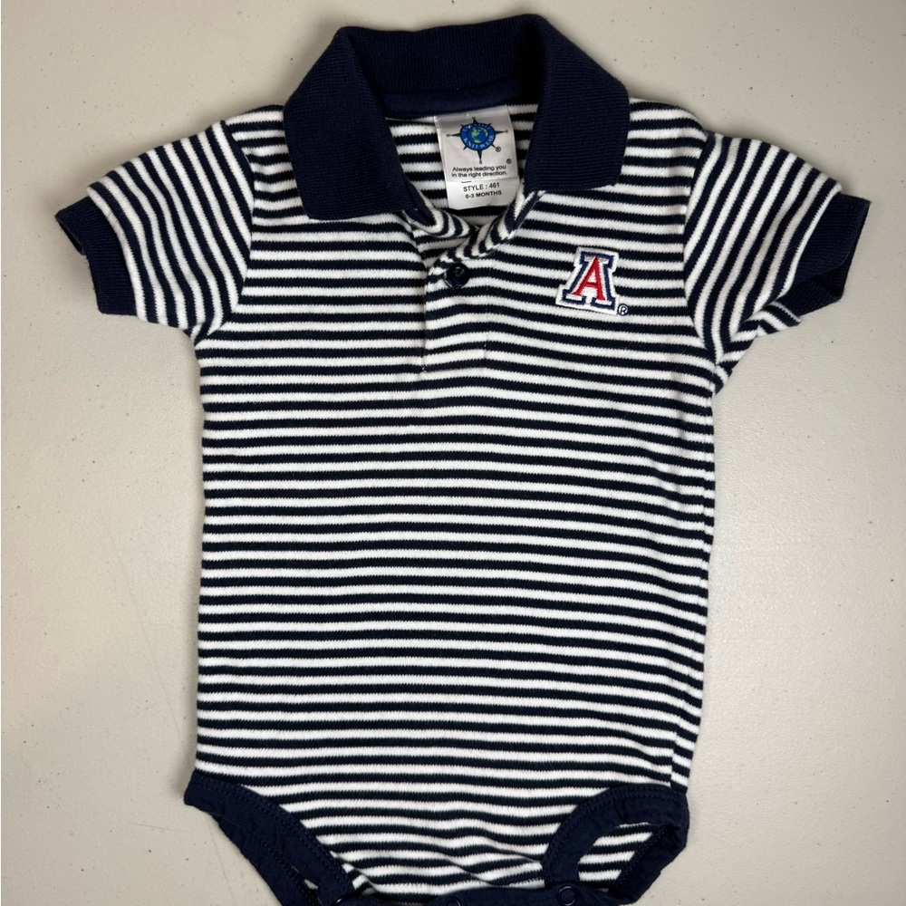 University of Arizona Striped Polo Onesie - Navy & White